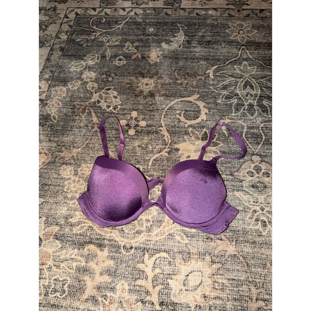 Victoria's Secret Push Up Bra 34B Purple Satin